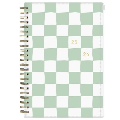 Blue Sky Brook Gossen Planner PP with Zip Pouch 5"x8" Weekly/Monthly Wirebound (15 Month) Green Check