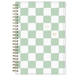 Blue Sky Brook Gossen Planner PP with Zip Pouch 5"x8" Weekly/Monthly Wirebound (15 Month) Green Check - 1 of 4