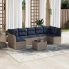 vidaXL Patio Sofa Set with Cushions 8 Piece, Patio Furniture with Glass Table, Outdoor Conversation Set, Modern Style, Gray Poly Rattan - 2 of 4
