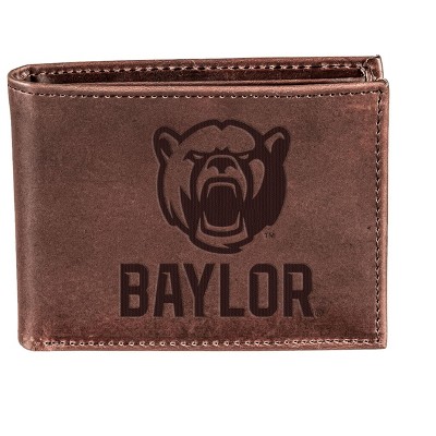 Evergreen NCAA Baylor Bears Brown Leather Bifold Wallet Officially Licensed with Gift Box