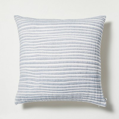 24" x 24" Uneven Stripe Throw Pillow Blue - Hearth & Hand™ with Magnolia