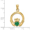 Black Bow Jewelry 14k Yellow Gold & Green CZ Claddagh Pendant, 20mm (3/4 inch) - 4 of 4
