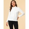 Allegra K Women's Office Solid Turn Down Collar Lace Trim Long Sleeve Button Down Shirt - 3 of 4