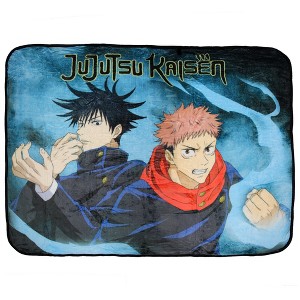 Jujutsu Kaisen Anime Yuji Itadori And Megumi Fushiguro Soft Plush Throw Blanket 45" X 60" Multicoloured - 1 of 4