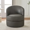 KINWELL 29"W Top-Grain Genuine Leather Upholstery Swivel Barrel Chair - 3 of 4