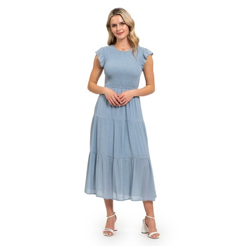 August Sky Women`s Smocked Tiered Dress_(rdc2013-a_dusty Blue_large ...