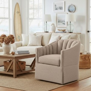 PAGED Swivel Accent Chair Modern Living Room Chairs with Vertical Channel Tufted Back and Metal Swivel Mechanism for Office - 1 of 4