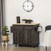 HOMCOM Kitchen Island on Wheels, Rolling Cart with Rubberwood Top, Spice Rack, Towel Rack and Drawers for Dining Room - 2 of 4