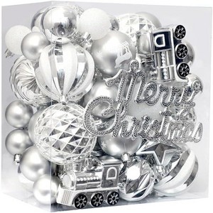 65 Pcs Christmas Ornaments Set,Plastic Christmas Plastic Decorative Baubles,Shatterproof Xmas Tree Ornaments - 1 of 4