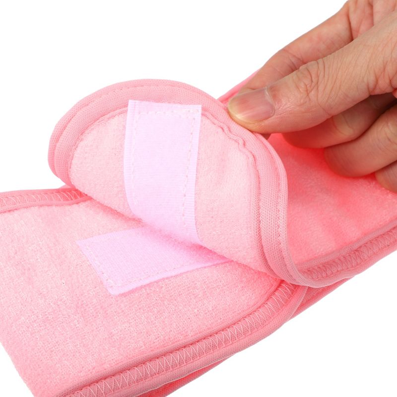 Unique Bargains 2 Pcs Towel Headbands Make Up Hair Band Spa Yoga Self-Adhesive Tape Pink Black, 3 of 7