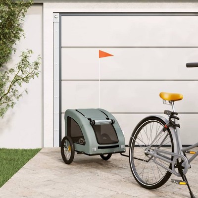 vidaXL Pet Bike Trailer Gray Oxford Fabric and Iron 53.9" x 26.8" x 28.3"