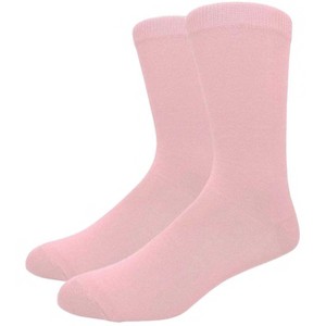 Solid Color Crew Cotton Dress Socks  from the Sock Panda (Men's Sizes, Adult Large) - Light Pink - 1 of 3