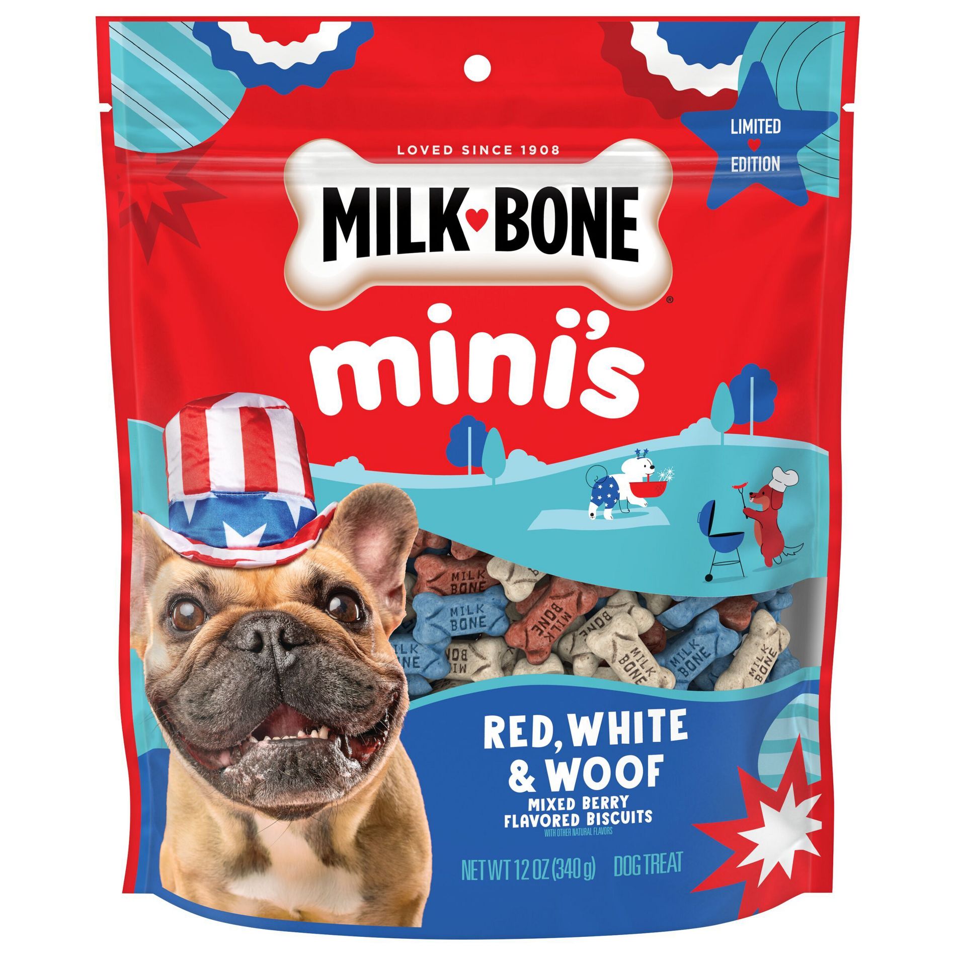 Milk-Bone Minis Red White and Woof Dog Crunchy Treats - 12oz