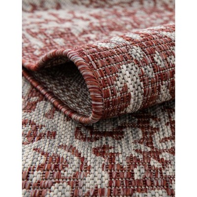 Rust Red 4' x 6' Flat Woven Synthetic Outdoor Rug