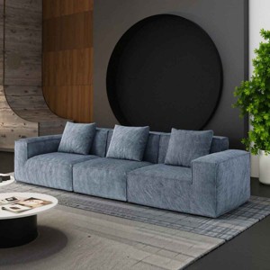118-Inch 3 Seater Modular Sofa, Flexible Layout Oversized Bed, Sectional Sofa with Cloud Corduroy Velvet Fabric and Foam Filling-Baofuwish - 1 of 4