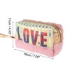 Unique Bargains Women Vertical Stripes LOVE Makeup Bag Pink 1 Pc - 3 of 3