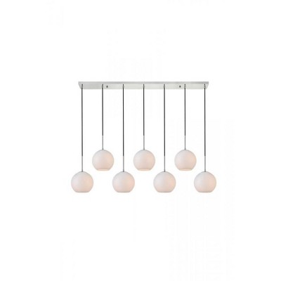 Elegant Lighting Baxter 7 Lights Chrome Pendant With Frosted White Glass