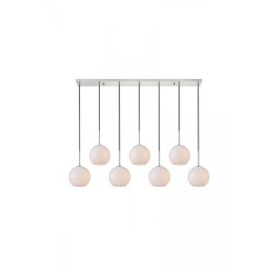 Elegant Lighting Baxter 7 Lights Chrome Pendant With Frosted White Glass - 1 of 4