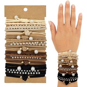 Wrapables Boho Hair Tie Bracelets for Women, No Damage Elastic Hair Bands, Hair Accessories for Thick and Thin Ponytails (20pcs) - 1 of 4