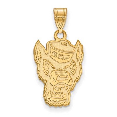 Black Bow Jewelry 14k Yellow Gold North Carolina State Wolfpack NCAA Large Pendant