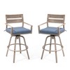 Crestlive Products Aluminum Outdoor Swivel Woodgrain Finish Bar Stools with Sunbrella Cushion Set of 2 - 2 of 4