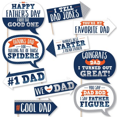 Big Dot of Happiness Funny Happy Father's Day - We Love Dad Party Photo Booth Props Kit - 10 Piece