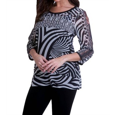 Women's 3/4 Crew Tunic with Trim - ANGEL