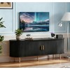 Fluted Side board, Buffet Cabinet, Tambour Sliding Doors Coffee Bar| TV Stand Power Outlet Media Console - 2 of 4