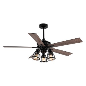 Parrot Uncle 52" Industrial Matte Black Indoor Reversible Ceiling Fan - 1 of 4