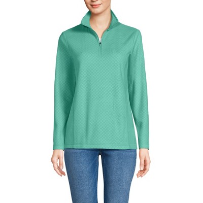 Lands' End Women's Embossed Quarter Zip Fleece Pullover