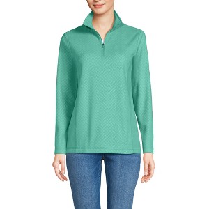 Lands' End Women's Embossed Quarter Zip Fleece Pullover - 1 of 3