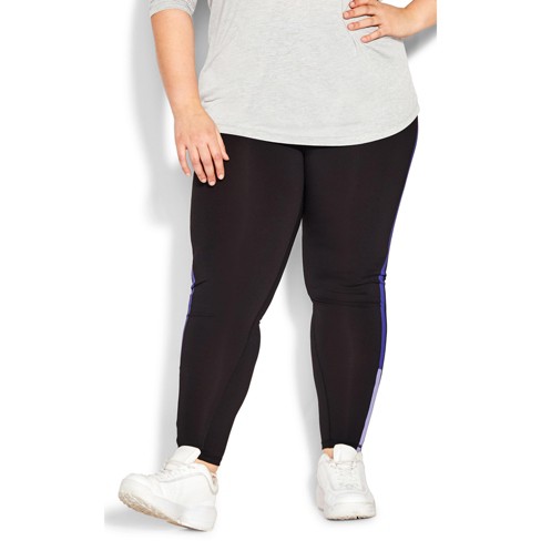 AVE LEISURE | Women's Plus Size Splice Panel Legging - black - 24W