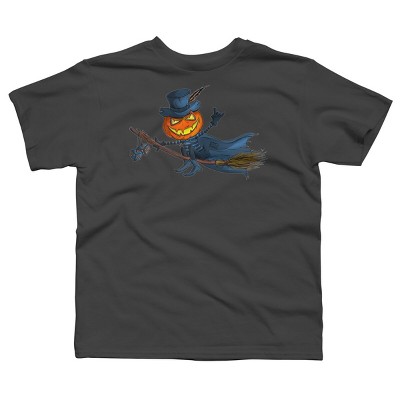 Boy's Design By Humans Halloween flying pumpkin By officegeekshop T-Shirt