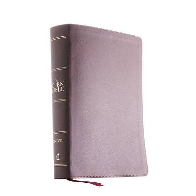 The Niv, Open Bible, Leathersoft, Brown, Red Letter Edition, Comfort Print - by  Thomas Nelson (Leather Bound)