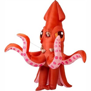 Joyfy Adult Giant Realistic Red Squid Inflatable Jumpsuit Costume Suits, One Size Full Body Halloween Animal Blow Up Costume for Dress up Party - 1 of 4