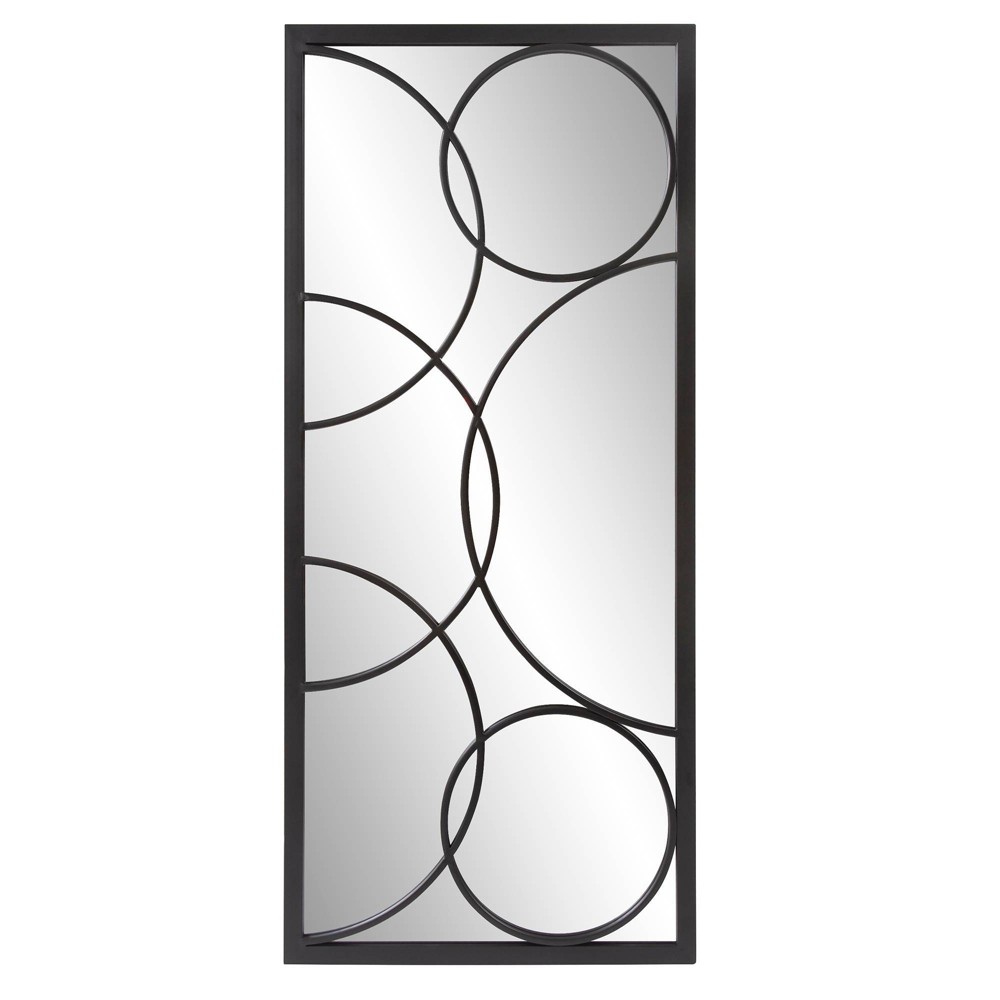 Howard Elliott 47"x21" Rectangular Metal Framed Black Wall Mirror: Art Deco Inspired, No Assembly Required