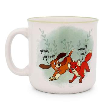 Silver Buffalo Disney Fox and the Hound "Friends Forever" Ceramic Camper Mug | Holds 20 Ounces