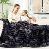 Cozy Bliss Faux Fur Plush Decorative Blanket, Cozy Warm Striped Throw Blanket - 4 of 4