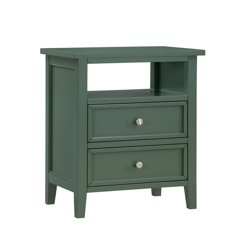 Photos - Storage Сabinet Walker Comfort Pointe  Nightstand Vintage Green: Coastal Style Bedside Table with Metal Glides, 2 Drawers 