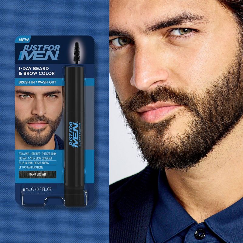 Just For Men 1-Day Temporary Beard & Brow Color, Up to 30 Applications - 0.3 fl oz, 4 of 10