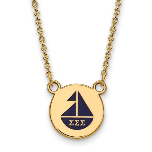 Black Bow Jewelry 14k Yellow Gold Plated Sterling Silver Sigma Sigma Sigma Greek Life Necklace 18 Inch - image 1 of 4