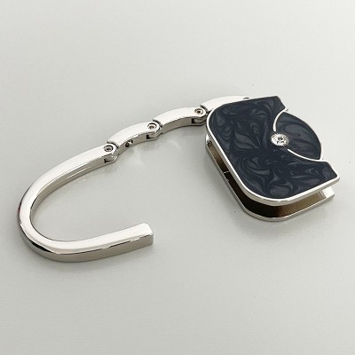 Black and Silver Foldable Purse Hook with Rhinestone