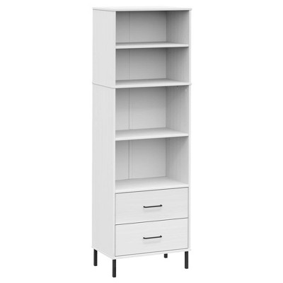 Bookcase with 2 Drawers White 23.6"x13.8"x70.9" Solid Wood OSLO