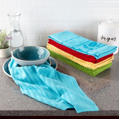 8 Pack Cotton Wash Cloths,Terry Kitchen Dish Towels,Quick Drying Dish Rags  for Washing