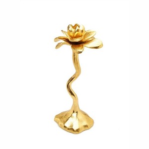 Classic Touch 11.5" Gold Flower Shaped Candle Holder - 1 of 4
