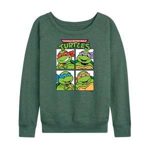 Women's - Teenage Mutant Ninja Turtles - Character Blocks Lightweight French Terry Wide Neck Long Sleeve Shirt - 1 of 4