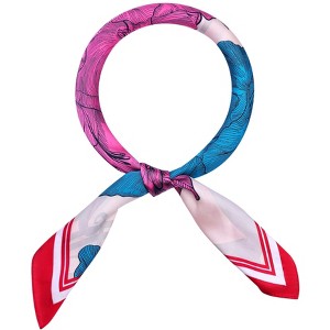 INSPIRE CHIC Women's Floral Printed Satin Square Flowers Silky Neck Scarves 1Pc - 1 of 4