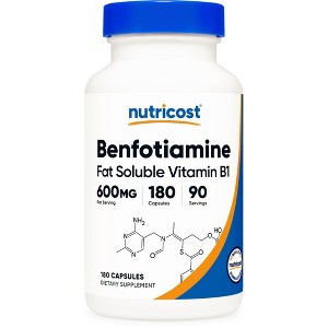 Nutricost Benfotiamine (600 mg) 180 Capsules - Fat Soluble Vitamin B1, Gluten Free, Non-GMO, Vegan, 90 Servings - 1 of 4