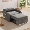 Gray 3-in-1 Convertible Sleeper Sofa Chair with Pillow and Pull-Out Bed, Space-Saving Recliner with Side Pocket for Small Living Spaces or Apartments - 2 of 4
