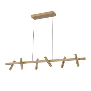 LLHZSY 47 1/4" Linear Pendant Chandelier With 6-Light Adjustable Direction LED Cylindrical Spotlight-Gold - 1 of 4